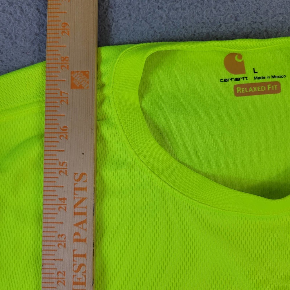 Carhartt Breathable T-Shirt Men's Size L Relaxed Fit Long Sleeve Bright Yellow - Picture 7 of 9